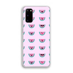 CaseCompany Smiley watermeloenprint: Samsung Galaxy S20 Transparant Hoesje