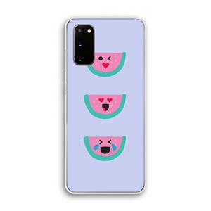 CaseCompany Smiley watermeloen: Samsung Galaxy S20 Transparant Hoesje
