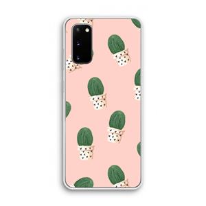 CaseCompany Cactusprint roze: Samsung Galaxy S20 Transparant Hoesje