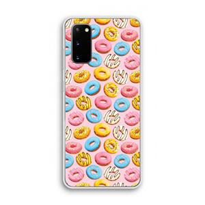 CaseCompany Pink donuts: Samsung Galaxy S20 Transparant Hoesje