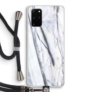CaseCompany Gestreepte marmer: Samsung Galaxy S20 Plus Transparant Hoesje met koord
