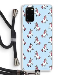 CaseCompany Eenhoorns overal: Samsung Galaxy S20 Plus Transparant Hoesje met koord
