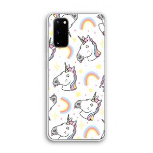 CaseCompany Rainbow Unicorn: Samsung Galaxy S20 Transparant Hoesje