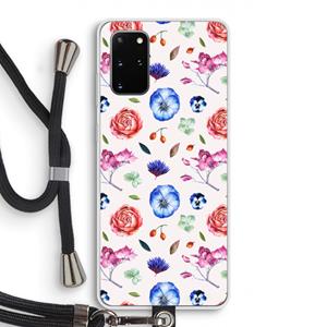 CaseCompany Bloemetjes: Samsung Galaxy S20 Plus Transparant Hoesje met koord