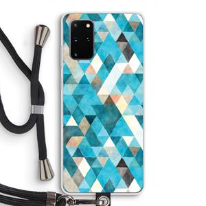 CaseCompany Gekleurde driehoekjes blauw: Samsung Galaxy S20 Plus Transparant Hoesje met koord