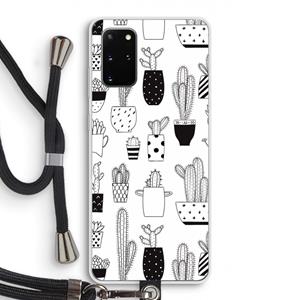 CaseCompany Cactusmotief: Samsung Galaxy S20 Plus Transparant Hoesje met koord