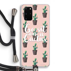 CaseCompany Cactus quote: Samsung Galaxy S20 Plus Transparant Hoesje met koord