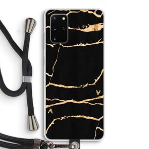 CaseCompany Gouden marmer: Samsung Galaxy S20 Plus Transparant Hoesje met koord