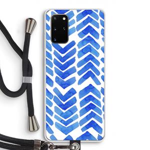 CaseCompany Blauwe pijlen: Samsung Galaxy S20 Plus Transparant Hoesje met koord