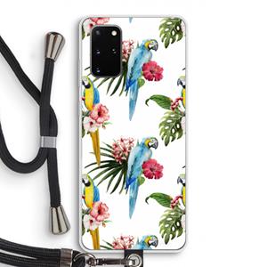 CaseCompany Kleurrijke papegaaien: Samsung Galaxy S20 Plus Transparant Hoesje met koord
