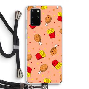 CaseCompany Chicken 'n Fries: Samsung Galaxy S20 Plus Transparant Hoesje met koord