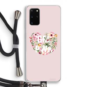 CaseCompany GRL PWR Flower: Samsung Galaxy S20 Plus Transparant Hoesje met koord