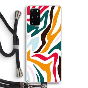 CaseCompany Colored Zebra: Samsung Galaxy S20 Plus Transparant Hoesje met koord