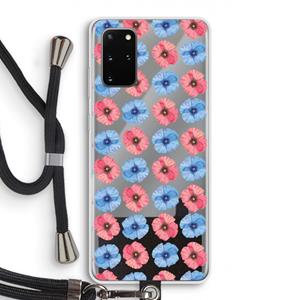 CaseCompany Klaproosjes: Samsung Galaxy S20 Plus Transparant Hoesje met koord