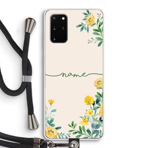 CaseCompany Gele bloemen: Samsung Galaxy S20 Plus Transparant Hoesje met koord