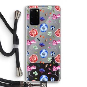 CaseCompany Bloemetjes: Samsung Galaxy S20 Plus Transparant Hoesje met koord