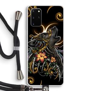 CaseCompany Huilende Wolf: Samsung Galaxy S20 Plus Transparant Hoesje met koord