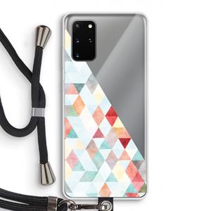 CaseCompany Gekleurde driehoekjes pastel: Samsung Galaxy S20 Plus Transparant Hoesje met koord