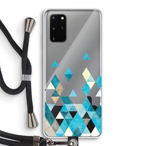 CaseCompany Gekleurde driehoekjes blauw: Samsung Galaxy S20 Plus Transparant Hoesje met koord