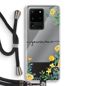 CaseCompany Gele bloemen: Samsung Galaxy S20 Ultra Transparant Hoesje met koord