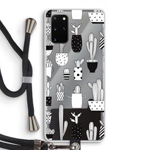 CaseCompany Cactusmotief: Samsung Galaxy S20 Plus Transparant Hoesje met koord