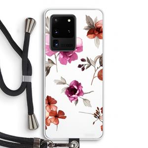 CaseCompany Geschilderde bloemen: Samsung Galaxy S20 Ultra Transparant Hoesje met koord