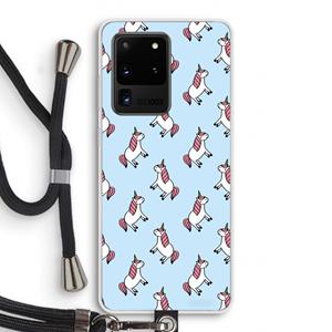 CaseCompany Eenhoorns overal: Samsung Galaxy S20 Ultra Transparant Hoesje met koord