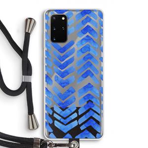 CaseCompany Blauwe pijlen: Samsung Galaxy S20 Plus Transparant Hoesje met koord