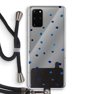 CaseCompany Blauwe stippen: Samsung Galaxy S20 Plus Transparant Hoesje met koord