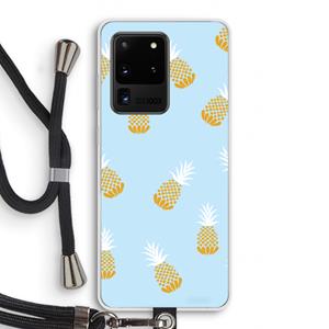 CaseCompany Ananasjes: Samsung Galaxy S20 Ultra Transparant Hoesje met koord