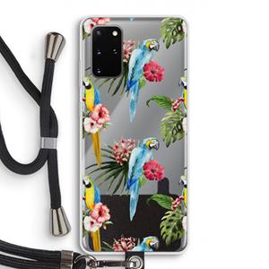 CaseCompany Kleurrijke papegaaien: Samsung Galaxy S20 Plus Transparant Hoesje met koord