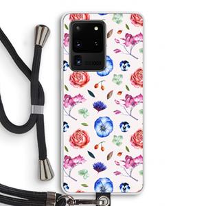 CaseCompany Bloemetjes: Samsung Galaxy S20 Ultra Transparant Hoesje met koord