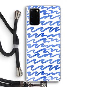 CaseCompany Blauwe golven: Samsung Galaxy S20 Plus Transparant Hoesje met koord