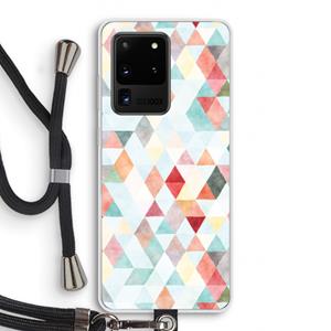 CaseCompany Gekleurde driehoekjes pastel: Samsung Galaxy S20 Ultra Transparant Hoesje met koord