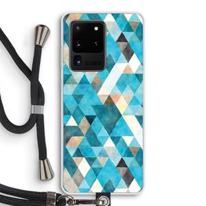 CaseCompany Gekleurde driehoekjes blauw: Samsung Galaxy S20 Ultra Transparant Hoesje met koord
