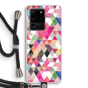 CaseCompany Gekleurde driehoekjes: Samsung Galaxy S20 Ultra Transparant Hoesje met koord