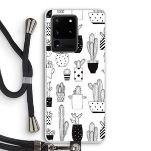 CaseCompany Cactusmotief: Samsung Galaxy S20 Ultra Transparant Hoesje met koord