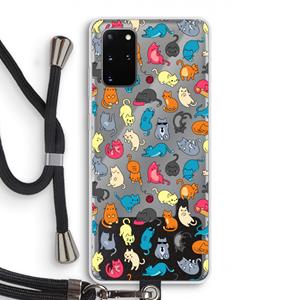 CaseCompany Kleurrijke katten: Samsung Galaxy S20 Plus Transparant Hoesje met koord