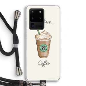 CaseCompany But first coffee: Samsung Galaxy S20 Ultra Transparant Hoesje met koord
