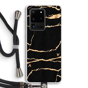 CaseCompany Gouden marmer: Samsung Galaxy S20 Ultra Transparant Hoesje met koord