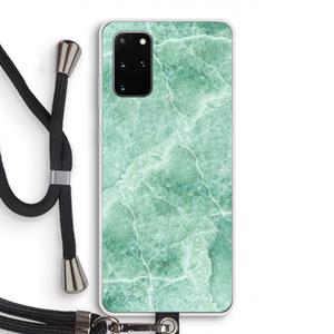 CaseCompany Groen marmer: Samsung Galaxy S20 Plus Transparant Hoesje met koord