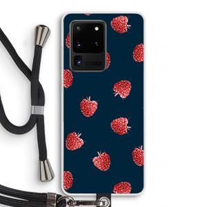 CaseCompany Framboosjes: Samsung Galaxy S20 Ultra Transparant Hoesje met koord