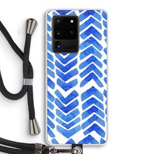 CaseCompany Blauwe pijlen: Samsung Galaxy S20 Ultra Transparant Hoesje met koord
