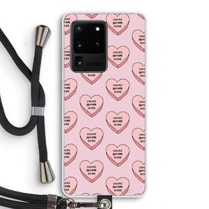 CaseCompany Chicks before dicks: Samsung Galaxy S20 Ultra Transparant Hoesje met koord