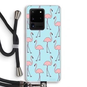 CaseCompany Anything Flamingoes: Samsung Galaxy S20 Ultra Transparant Hoesje met koord