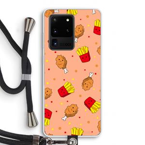 CaseCompany Chicken 'n Fries: Samsung Galaxy S20 Ultra Transparant Hoesje met koord
