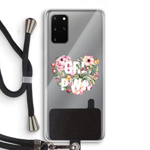CaseCompany GRL PWR Flower: Samsung Galaxy S20 Plus Transparant Hoesje met koord