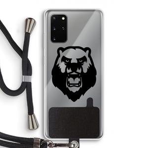 CaseCompany Angry Bear (black): Samsung Galaxy S20 Plus Transparant Hoesje met koord