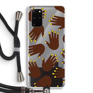 CaseCompany Hands dark: Samsung Galaxy S20 Plus Transparant Hoesje met koord