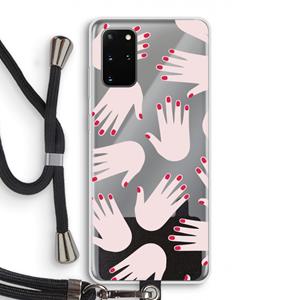 CaseCompany Hands pink: Samsung Galaxy S20 Plus Transparant Hoesje met koord